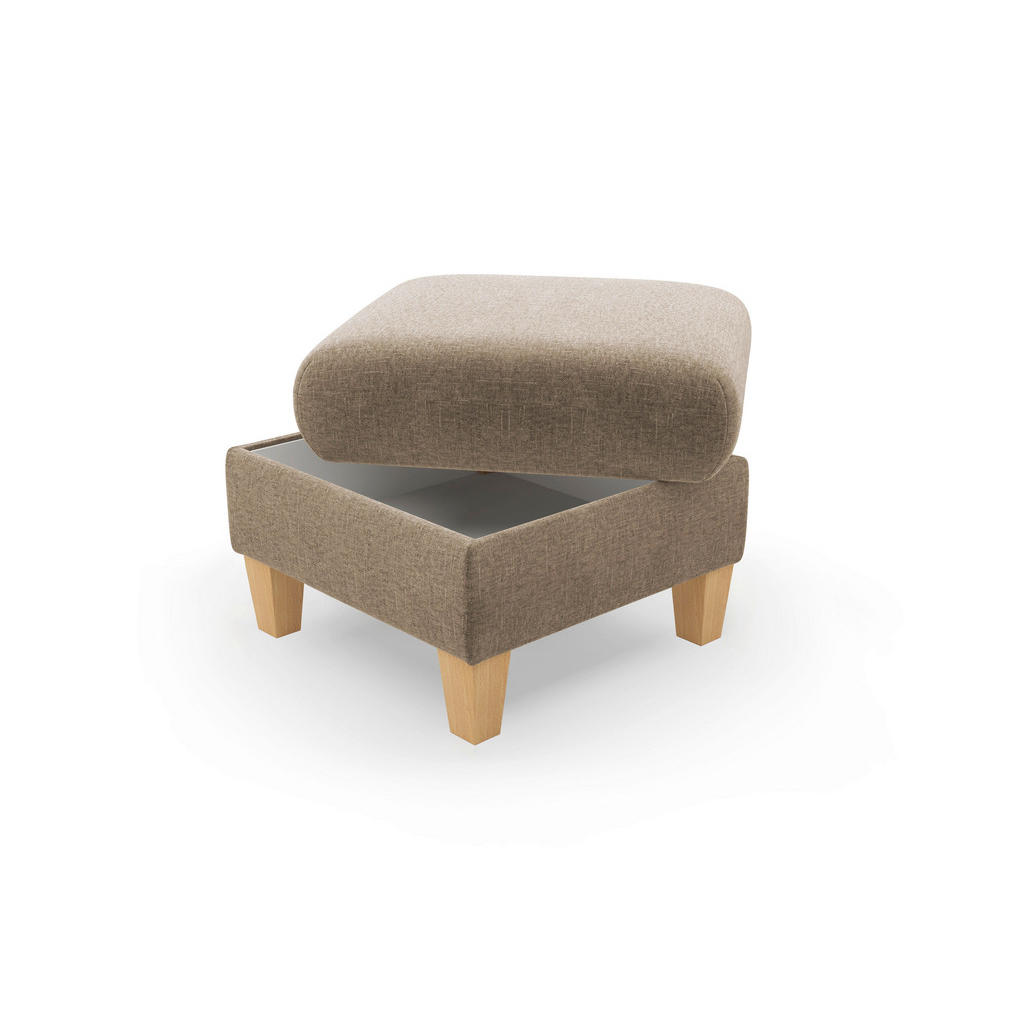 Thumbnail - Sit & More Hocker Rochelle E, Hellbraun, Textil, Buche, massiv, quadratisch, 58x47x58 cm, Goldenes M, Oeko-Tex® Standard...