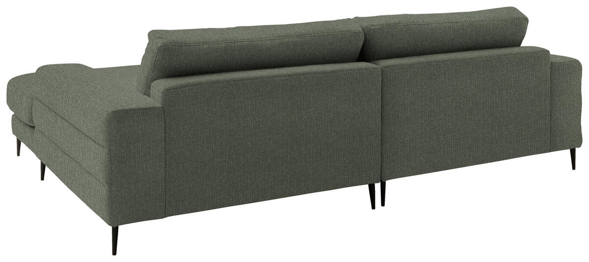 ECKSOFA in Flachgewebe Grün  253/177 cm  - Schwarz/Grün, Design, Textil/Metall (253/177cm) - Dieter Knoll