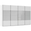 SCHWEBETÜRENSCHRANK 361/235/68 cm 4-türig Weiß, Seidengrau  - Chromfarben/Seidengrau, KONVENTIONELL, Glas/Holzwerkstoff (361/235/68cm) - Novel