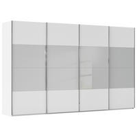 SCHWEBETÜRENSCHRANK 361/223/68 cm 4-türig Grau, Weiß  - Chromfarben/Weiß, KONVENTIONELL, Glas/Holzwerkstoff (361/223/68cm) - Novel