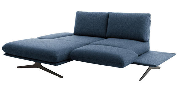 ECKSOFA  in Flachgewebe Blau  155/234 cm  - Blau/Schwarz, Design, Textil/Metall (155/234cm) - Dieter Knoll