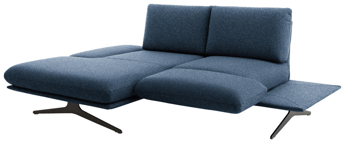 ECKSOFA  in Flachgewebe Blau  155/234 cm  - Blau/Schwarz, Design, Textil/Metall (155/234cm) - Dieter Knoll