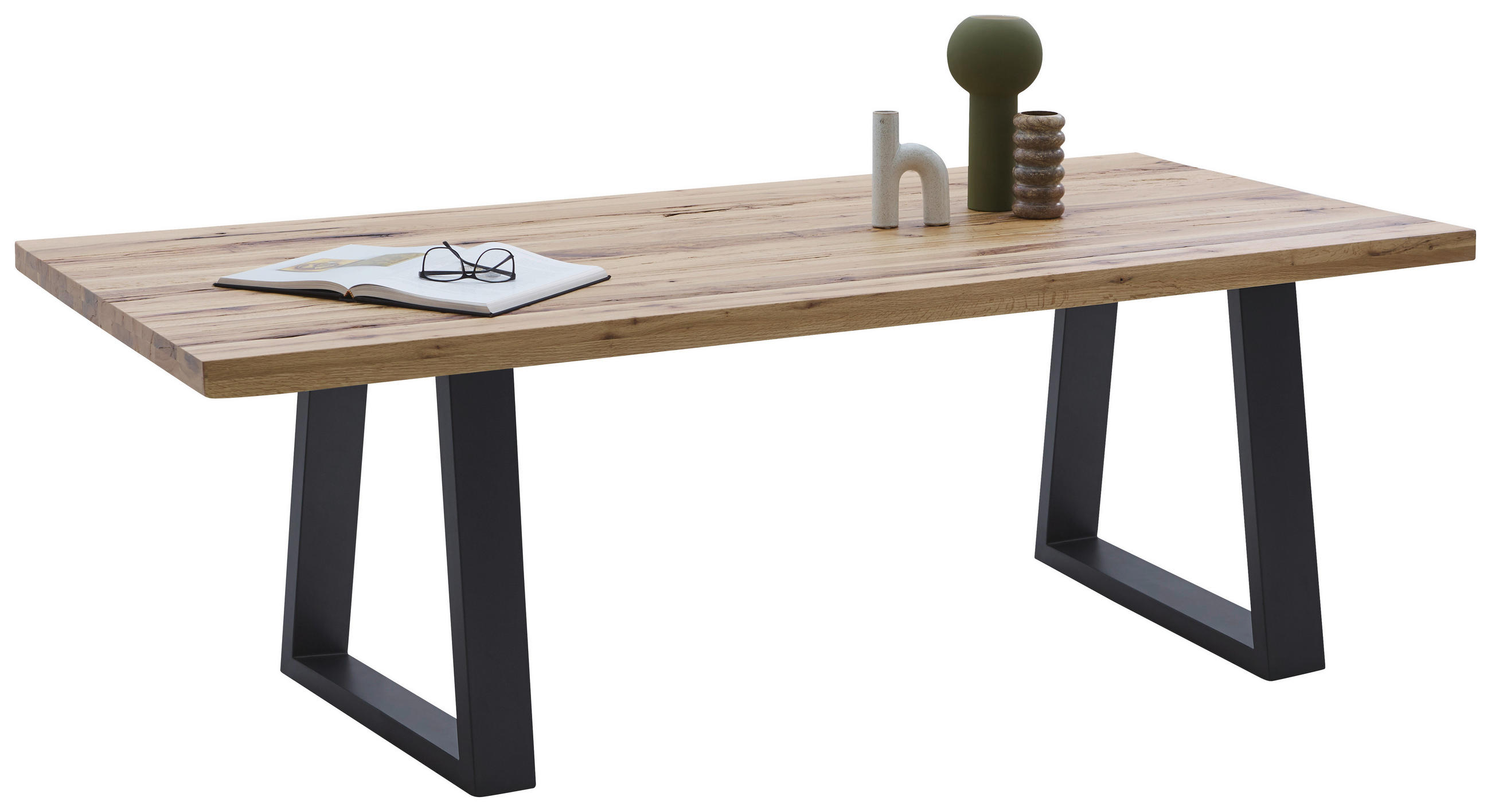 ESSTISCH in Holz, Metall 220/100/76 cm - Wildeiche/Anthrazit, Design, Holz/Metall (220/100/76cm) - Waldwelt