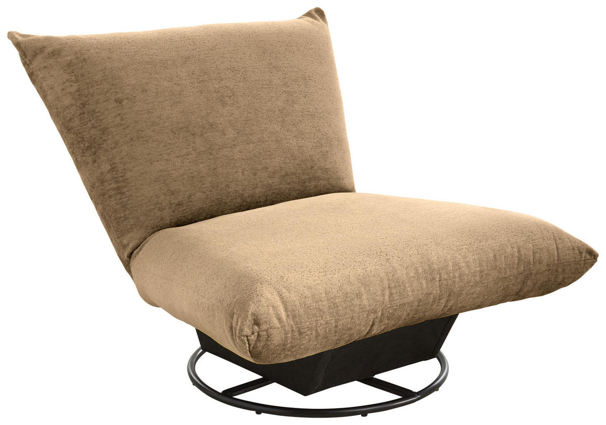 RELAXSESSEL in Textil Hellbraun  - Hellbraun/Schwarz, Design, Textil/Metall (100/78/96cm) - Livetastic