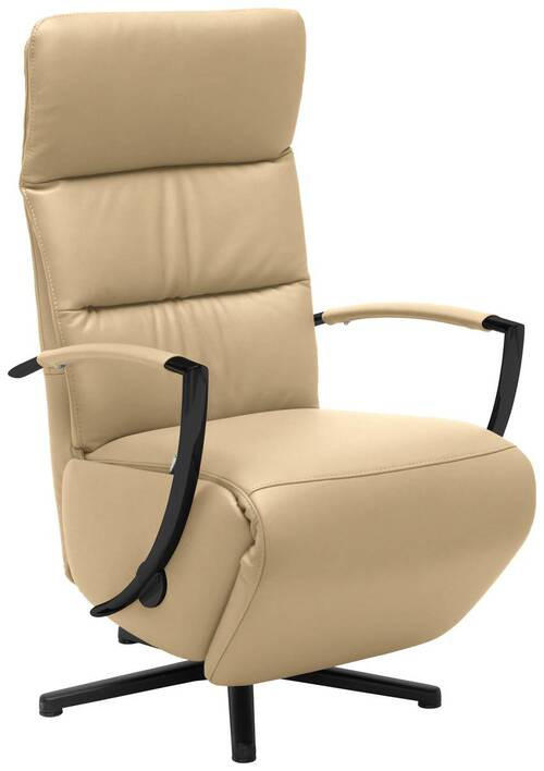RELAXSESSEL in Leder Beige  - Beige/Schwarz, Design, Leder/Metall (64/112/80cm) - Cantus