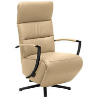 RELAXSESSEL in Leder Beige  - Beige/Schwarz, Design, Leder/Metall (64/112/80cm) - Cantus