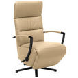 RELAXSESSEL in Leder Beige  - Beige/Schwarz, Design, Leder/Metall (64/112/80cm) - Cantus