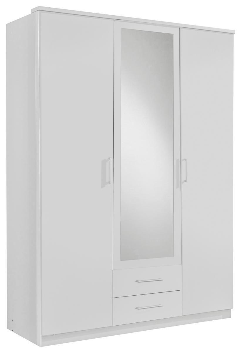 DREHTÜRENSCHRANK 135/199,5/58 cm 3-türig Weiß  - Alufarben/Weiß, KONVENTIONELL, Glas/Holzwerkstoff (135/199,5/58cm) - MID.YOU