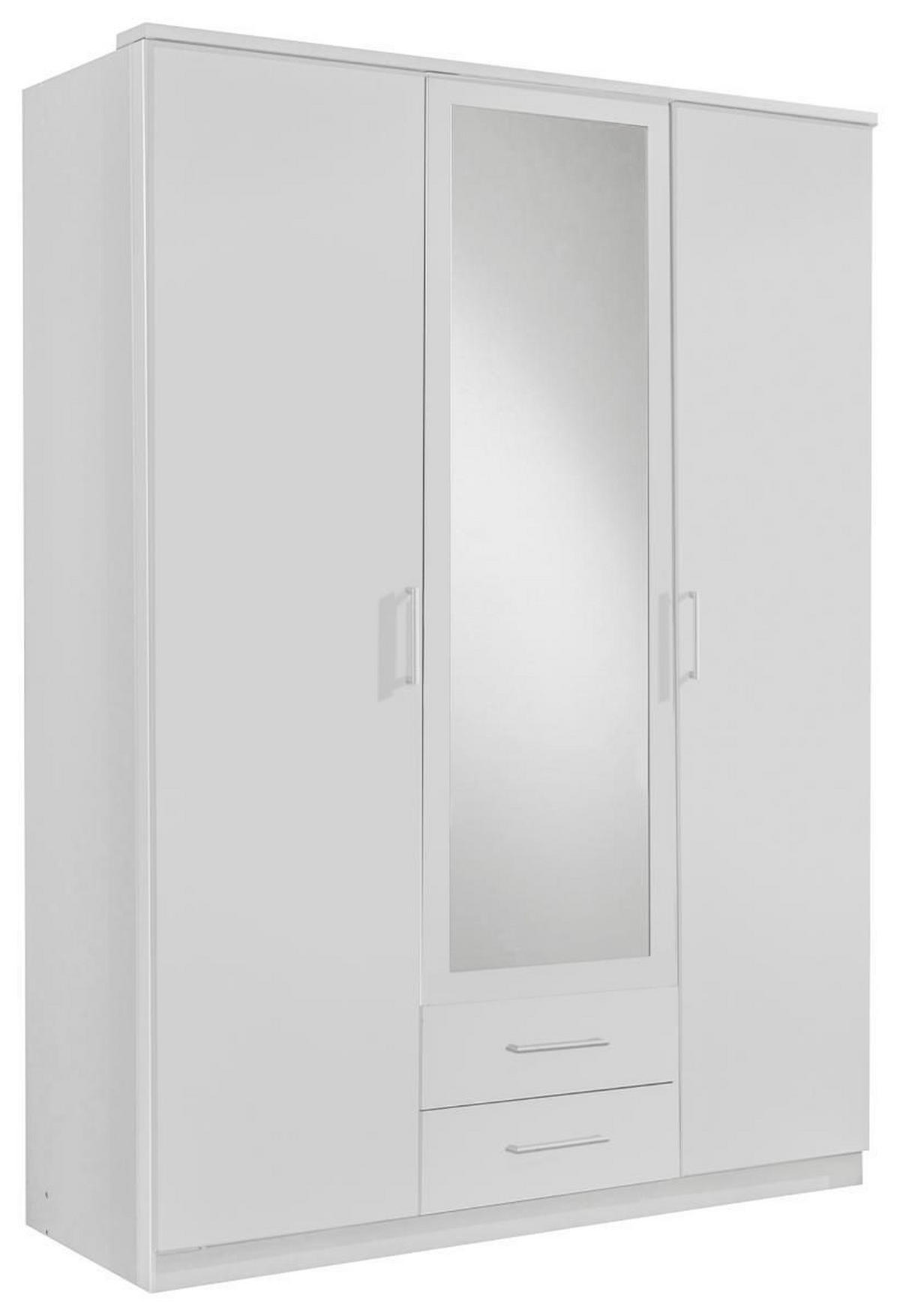 DREHTÜRENSCHRANK 135/199,5/58 cm 3-türig Weiß  - Alufarben/Weiß, KONVENTIONELL, Glas/Holzwerkstoff (135/199,5/58cm) - MID.YOU