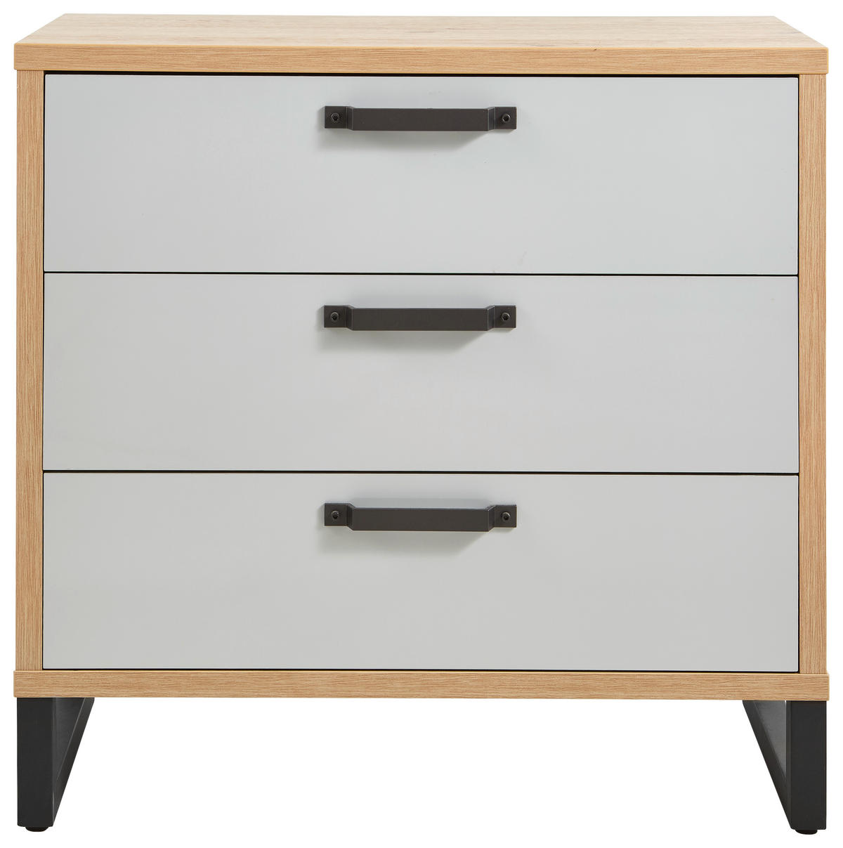 KOMMODE 91,6/89/45 cm  in Grau, Eichefarben  - Dunkelgrau/Eichefarben, Modern, Holzwerkstoff/Metall (91,6/89/45cm) - Xora