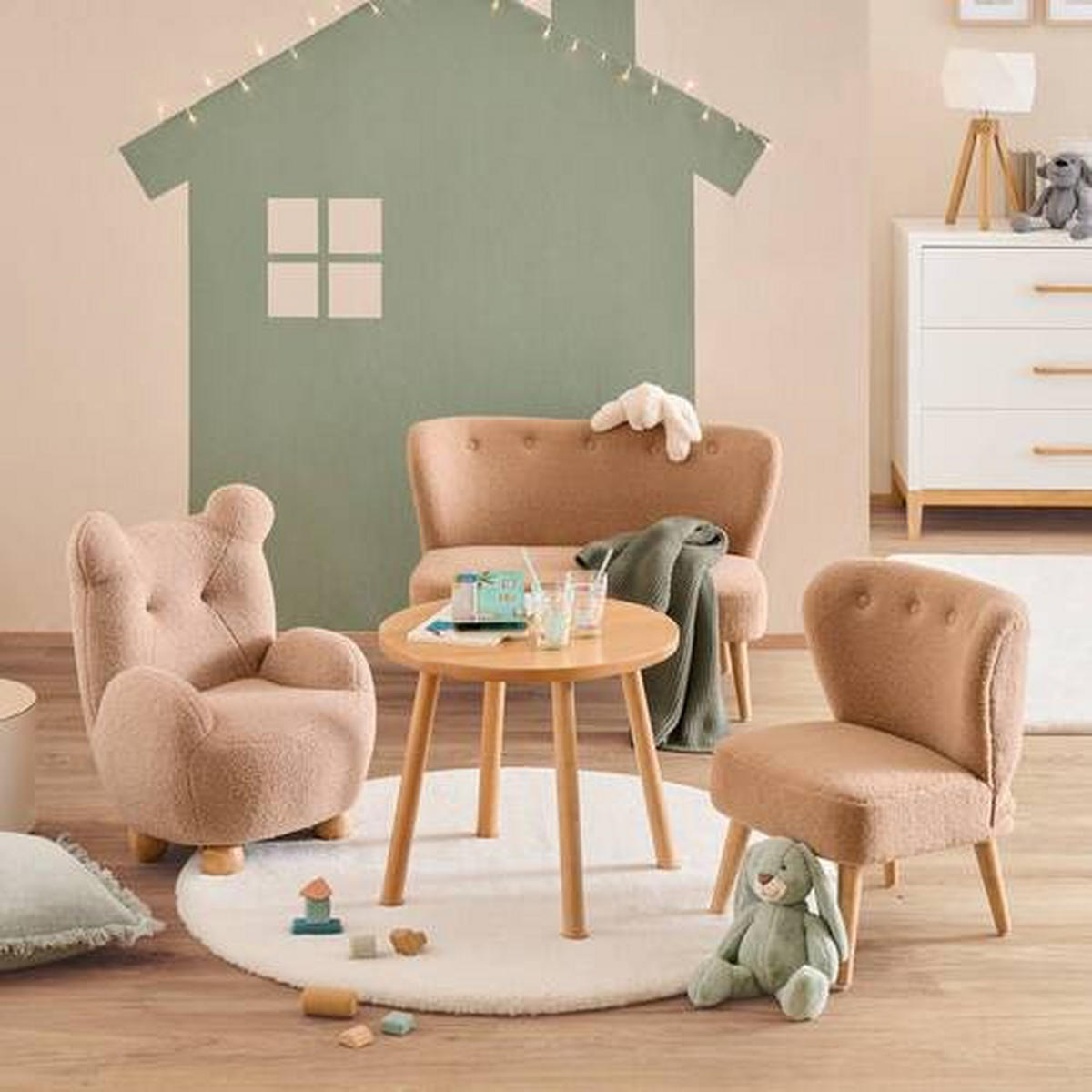 DETSKÉ KRESLO  - cappuccino, Basics, textil (50/53/63cm) - Jimmylee