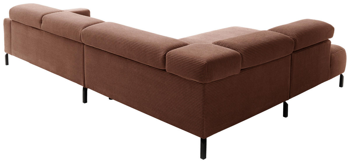 ECKSOFA in Cord Rostfarben  219/309 cm  - Rostfarben/Schwarz, MODERN, Textil/Metall (219/309cm) - Pure Home Lifestyle