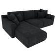 ECKSOFA in Samt Dunkelgrau  - Chromfarben/Dunkelgrau, KONVENTIONELL, Kunststoff/Textil (195/293cm) - Carryhome