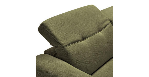 ECKSOFA Olivgrün Struktur  - Eichefarben/Schwarz, Design, Holz/Textil (305/163cm) - Novel