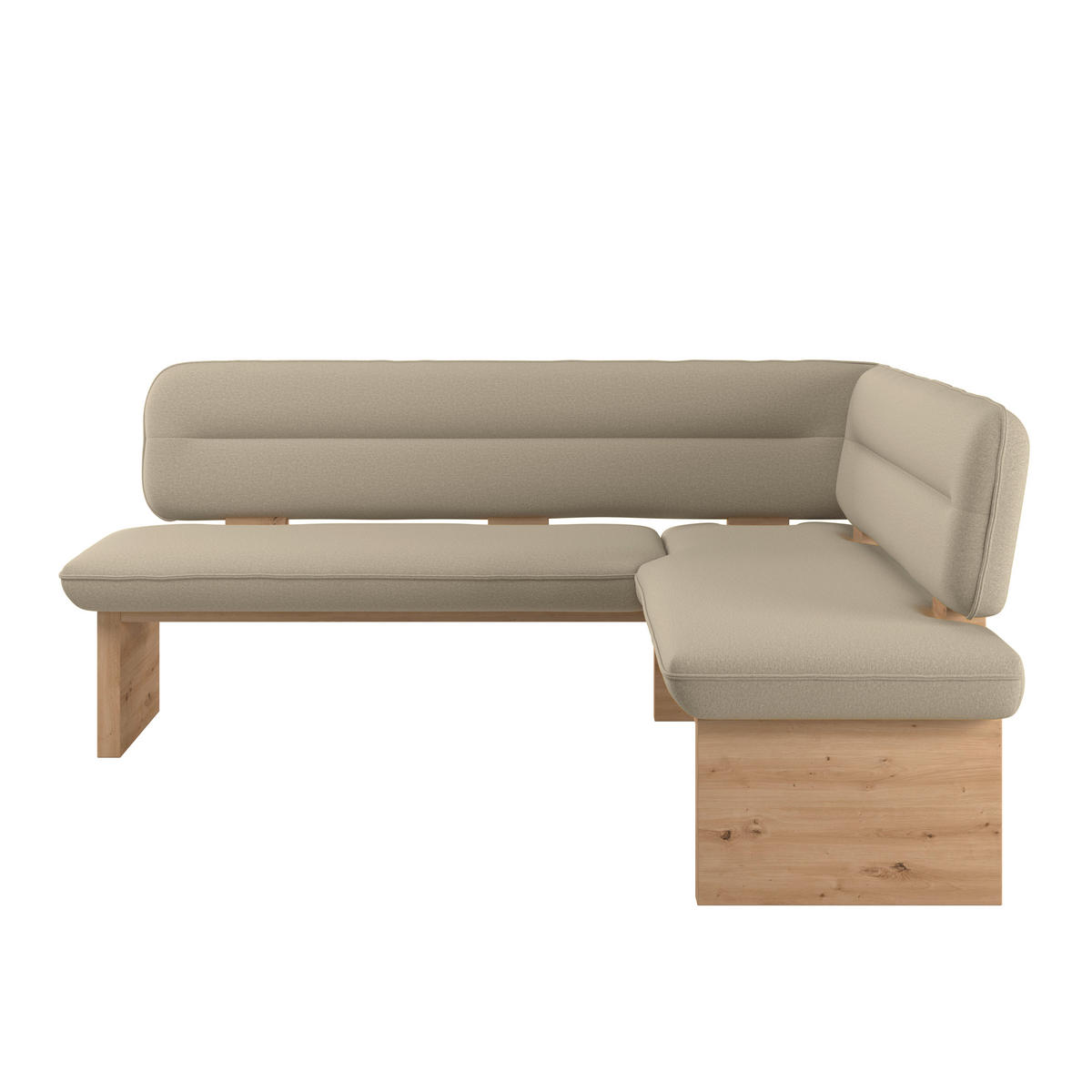 ECKBANK 212/170 cm Webstoff Beige Eiche Sperrholz   - Eichefarben/Beige, KONVENTIONELL, Holz/Textil (212/170cm) - Livetastic