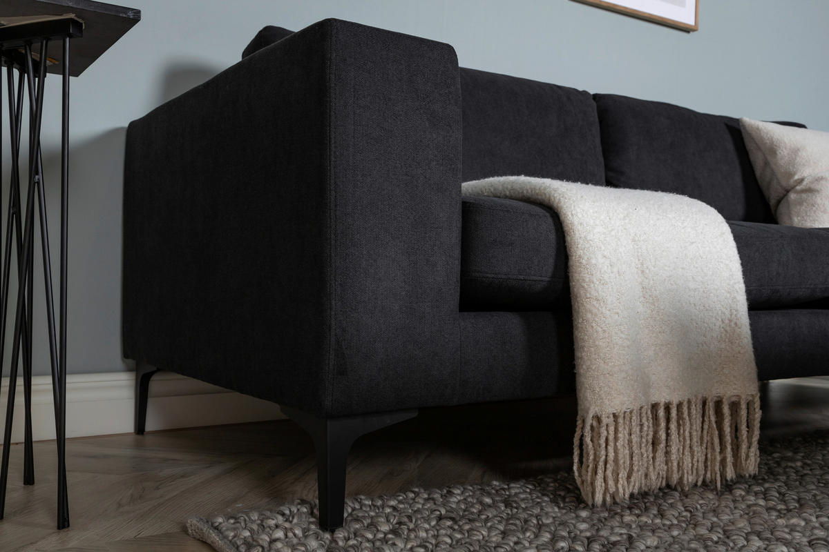 2-SITZER-SOFA Schwarz  - Schwarz, Design, Kunststoff/Textil (215/84/88cm) - Livetastic
