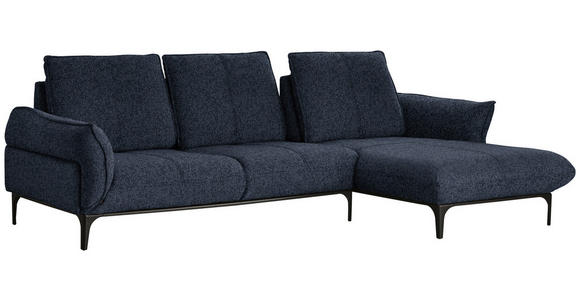 ECKSOFA in Webstoff Blau  - Blau/Schwarz, Natur, Textil (277/182cm) - Valnatura