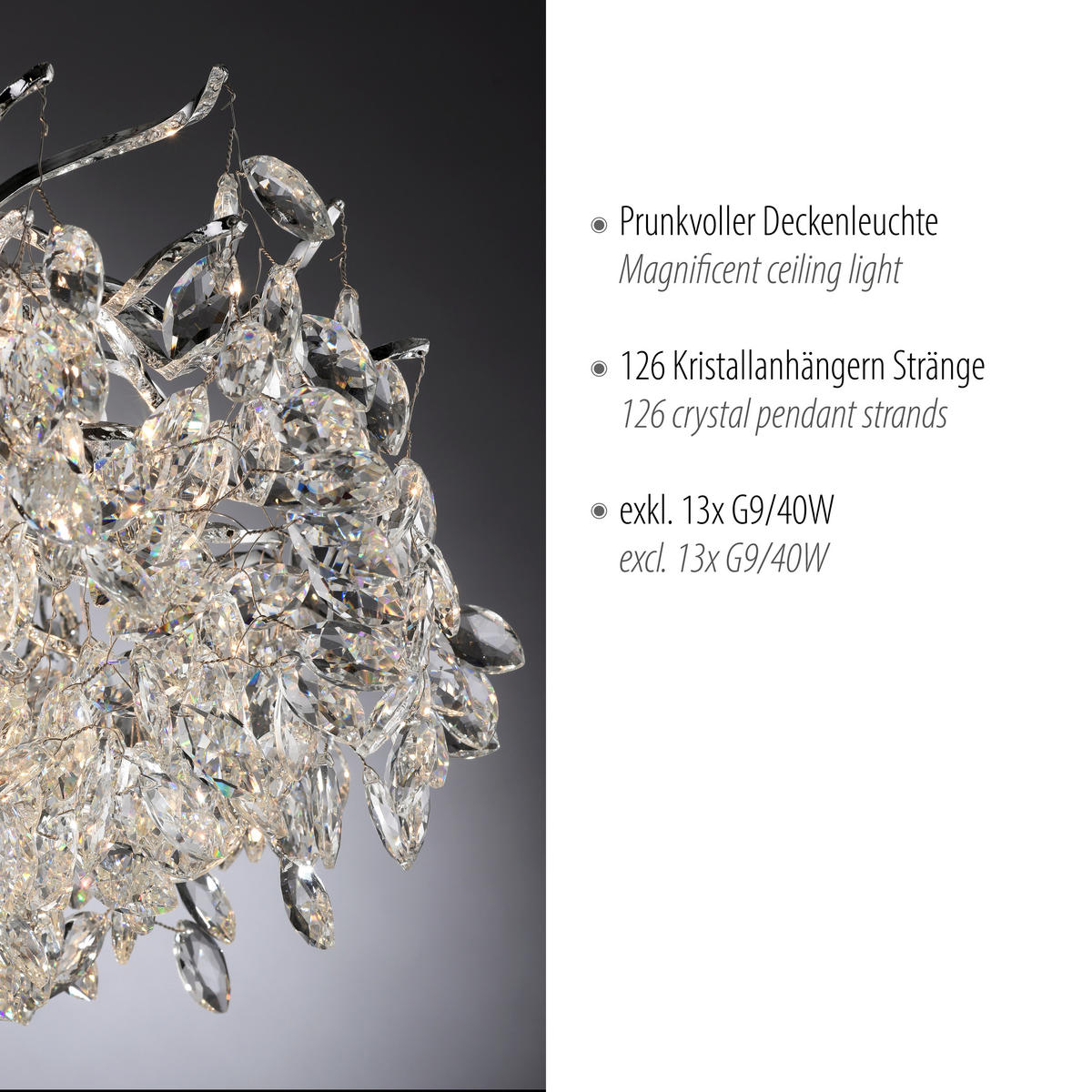 DECKENLEUCHTE 80/80/37 cm   - Chromfarben, Design, Kunststoff/Metall (80/80/37cm) - Paul Neuhaus