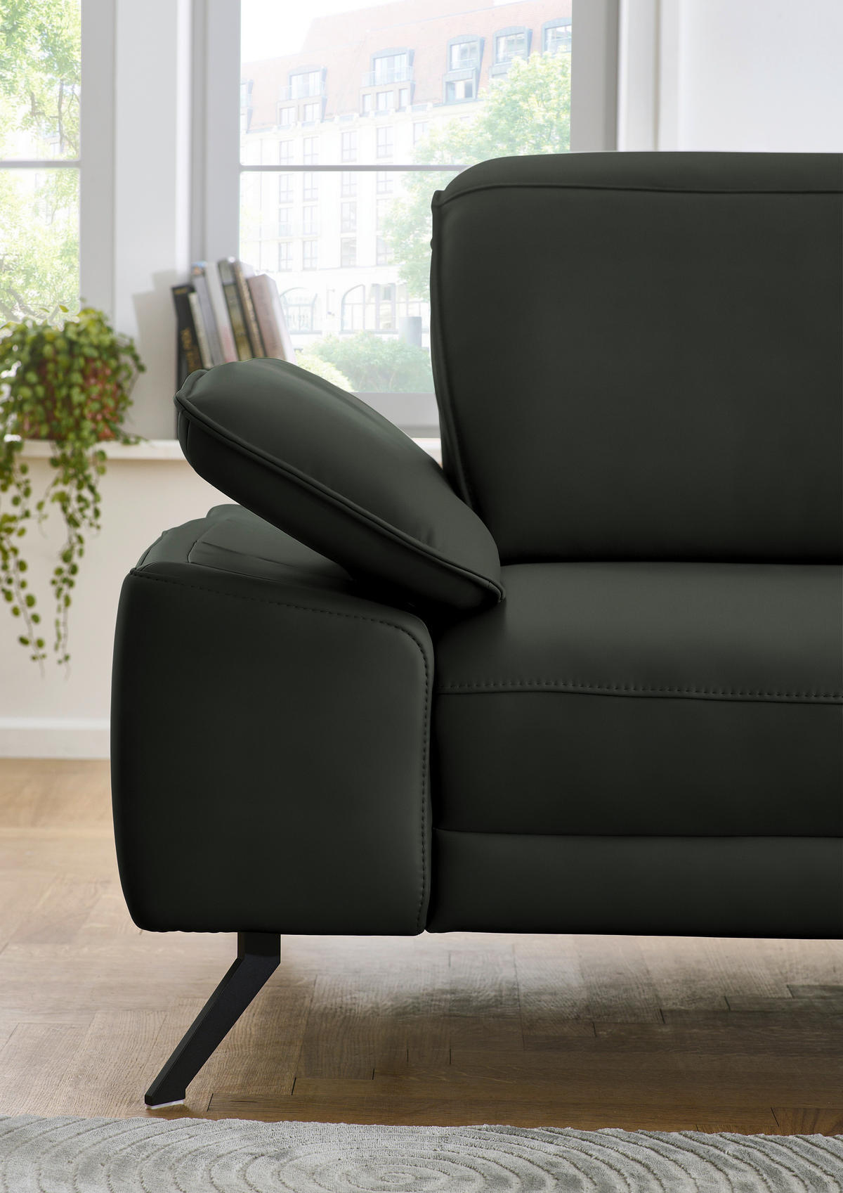 ECKSOFA in Echtleder Dunkelgrün  - Dunkelgrün/Schwarz, Design, Leder/Metall (332/193cm) - Dieter Knoll