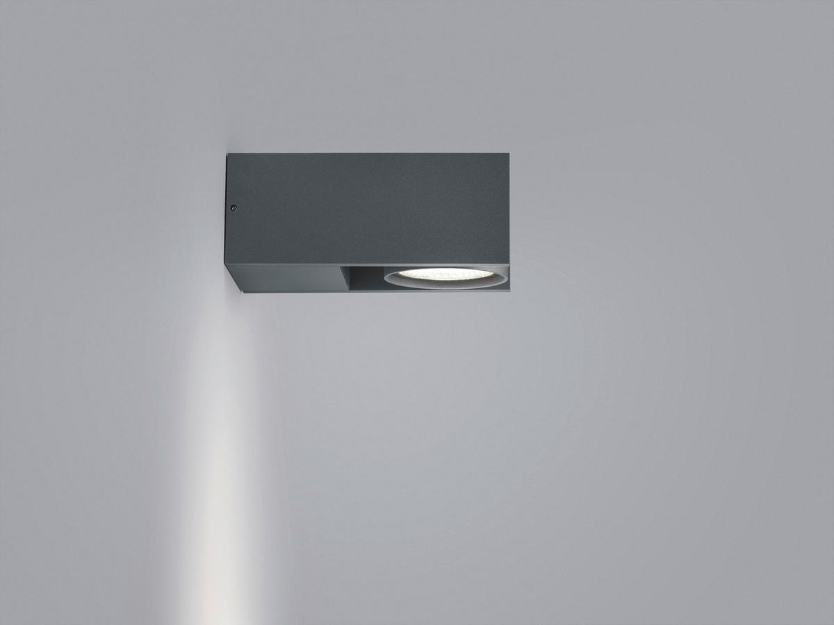AUSSENWANDLEUCHTE Sila 13/8/18,5 cm  - Graphitfarben, Design, Glas/Metall (13/8/18,5cm) - Helestra