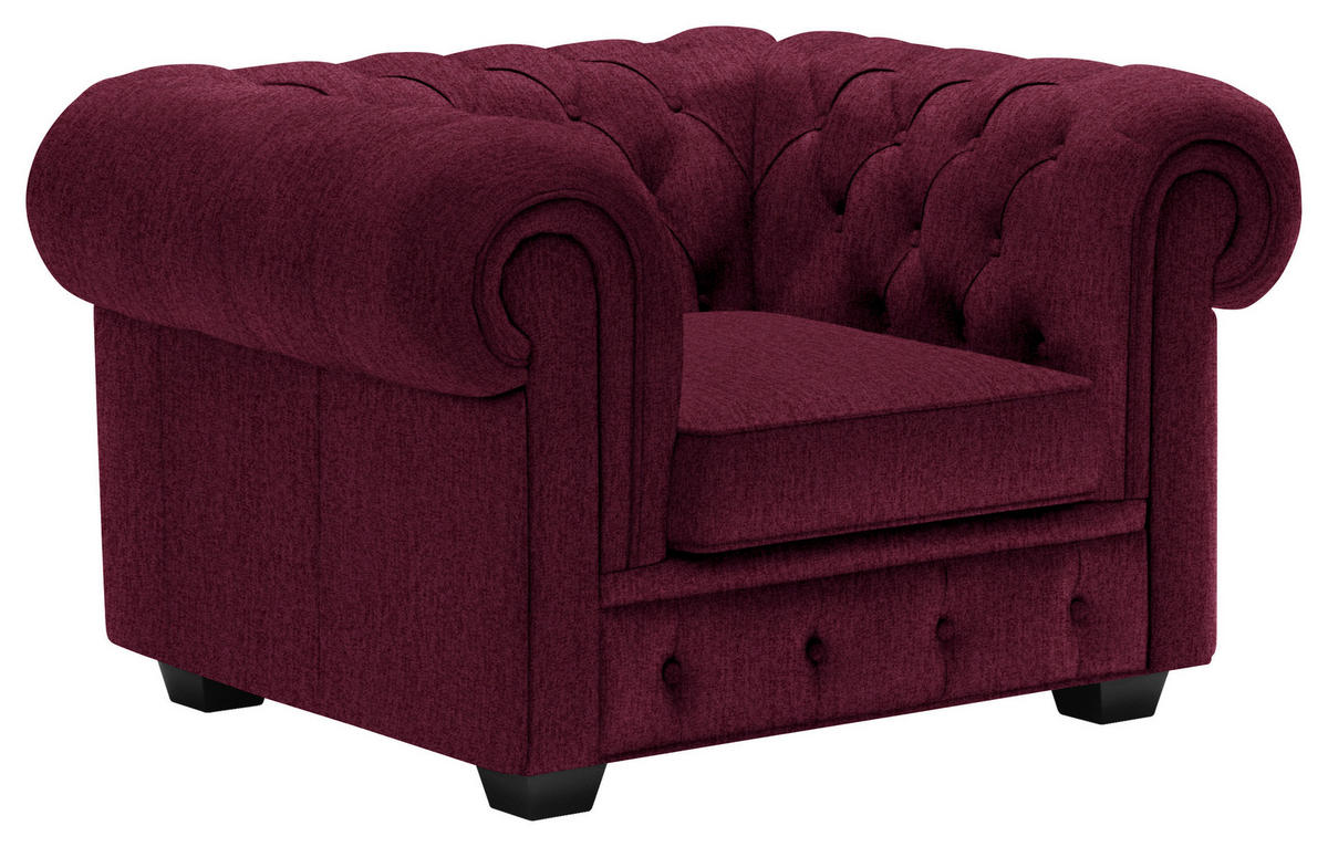 CHESTERFIELD-SESSEL in Webstoff Bordeaux  - Wengefarben/Bordeaux, Lifestyle, Holz/Textil (115/76,5/96cm) - Landscape