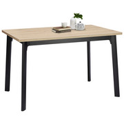 ESSTISCH in Eichefarben, Schwarz - Eichefarben/Schwarz, Design, Holzwerkstoff/Metall (120(160)/80/76cm) - Novel