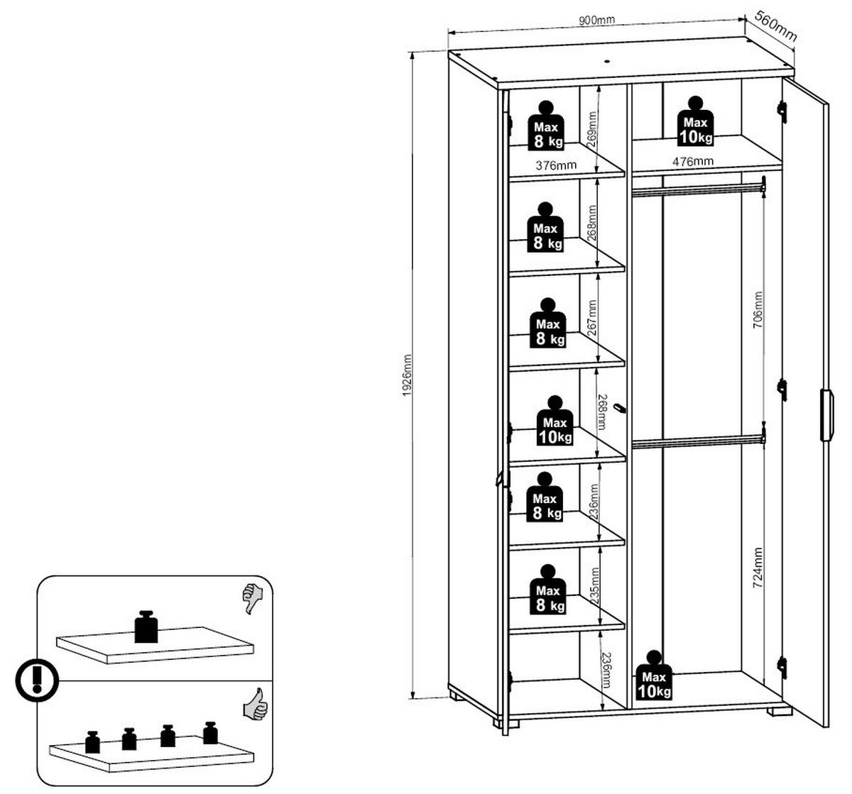 DREHTÜRENSCHRANK Eichefarben, Kaschmir  - Kaschmir/Eichefarben, Basics, Holzwerkstoff/Kunststoff (90/192,6/56cm) - Milino