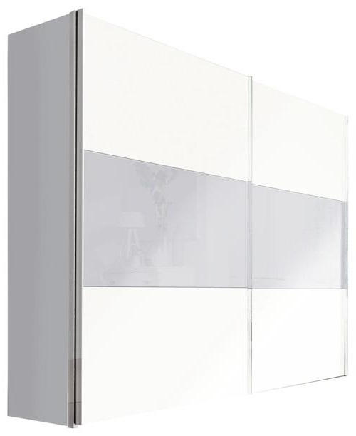 SCHWEBETÜRENSCHRANK 2-türig Grau, Weiß  - Chromfarben/Weiß, Design, Glas/Holzwerkstoff (250/236/68cm) - Hom`in