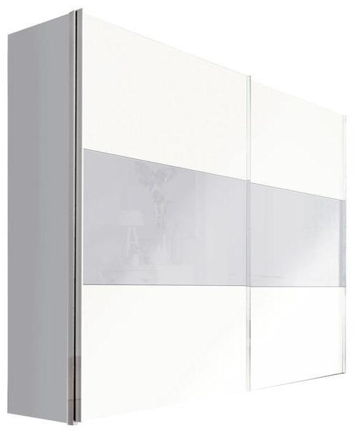 SCHWEBETÜRENSCHRANK 250/236/68 cm 2-türig - Chromfarben/Weiß, Design, Glas/Holzwerkstoff (250/236/68cm) - Hom`in