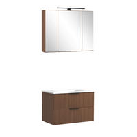 BADEZIMMER 3-teilig  in 80 cm  - Dunkelbraun/Schwarz, Natur, Glas/Holzwerkstoff (80cm) - Held