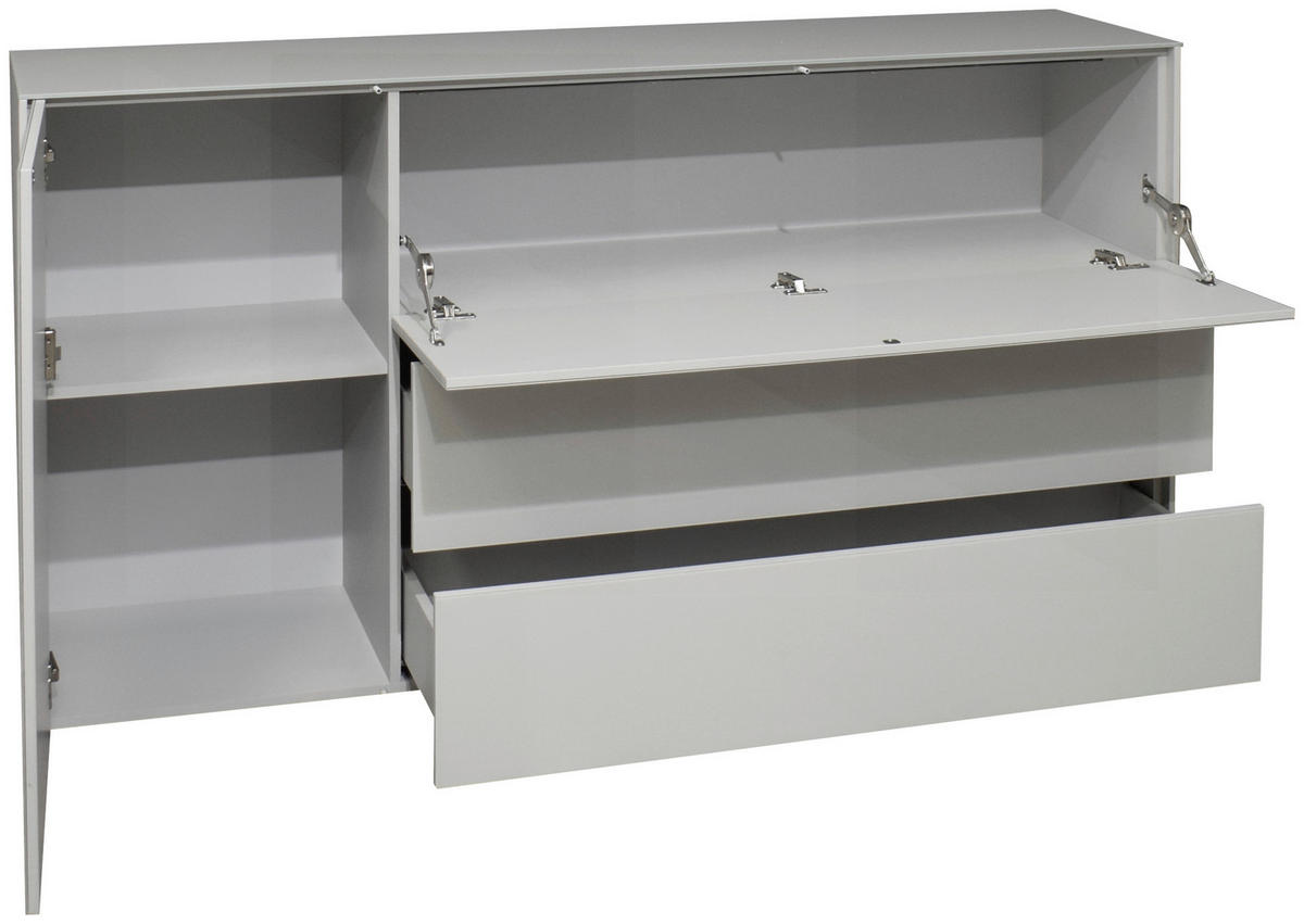 SIDEBOARD Imola  in 169/89/42 cm  - Hellgrau/Schwarz, Design, Glas/Holzwerkstoff (169/89/42cm) - Novel