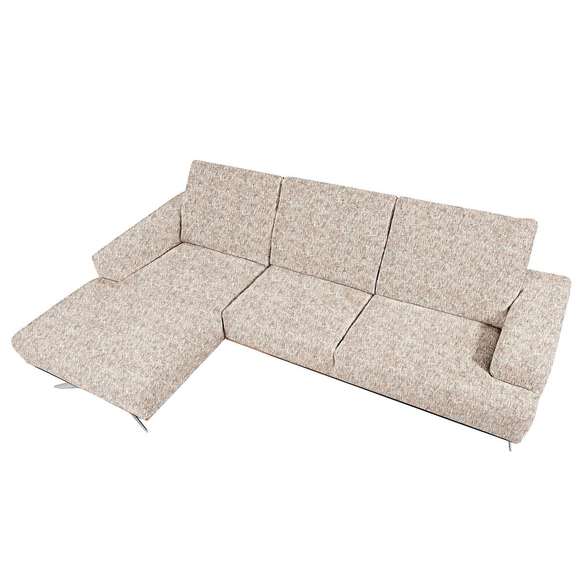 ECKSOFA PORTLAND in Struktur Blau, Gelb, Rot, Weiß Kopfteilverstellung  187/295 cm  - Chromfarben/Blau, Design, Holz/Textil (187/295cm) - Livetastic