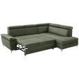 ECKSOFA in Mikrofaser Olivgrün  - Chromfarben/Olivgrün, KONVENTIONELL, Textil/Metall (271/206cm) - Carryhome