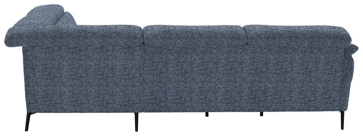 ECKSOFA in Struktur Blau  275/235 cm  - Blau/Schwarz, MODERN, Textil/Metall (275/235cm) - Cantus