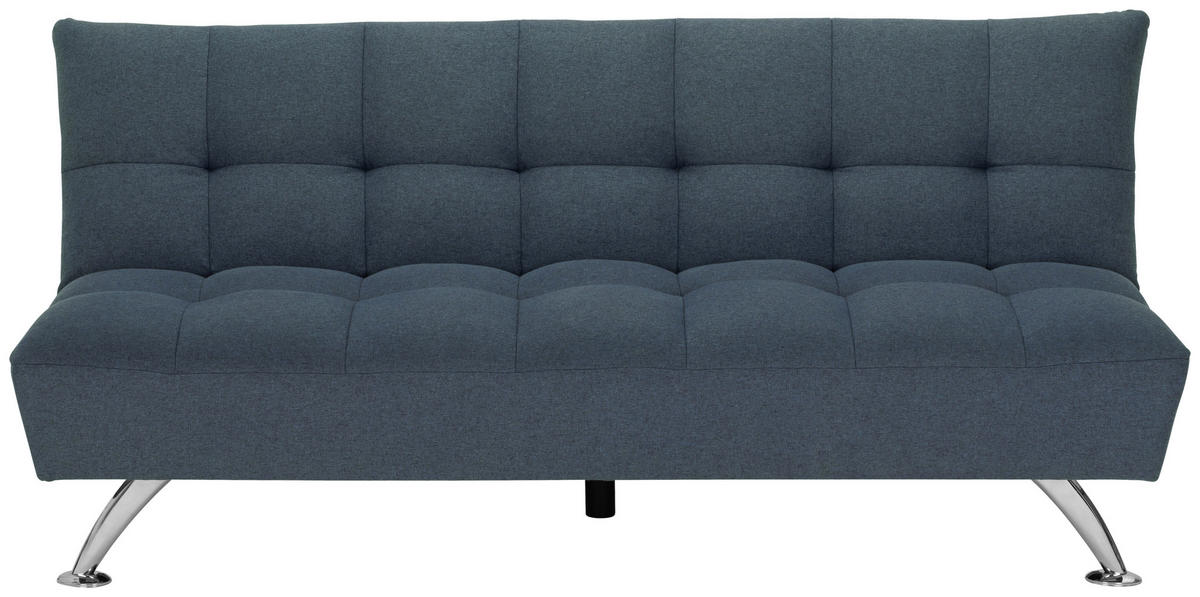 SCHLAFSOFA Leinenoptik Blau  - Blau/Silberfarben, Basics, Textil/Metall (195/90/98cm) - MID.YOU