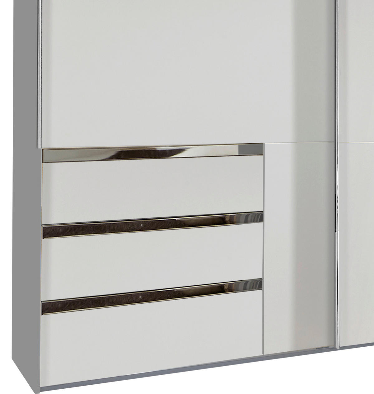 SCHWEBETÜRENSCHRANK in Weiss  - Chromfarben/Weiss, Modern, Holzwerkstoff/Metall (300/216/65cm) - MID.YOU