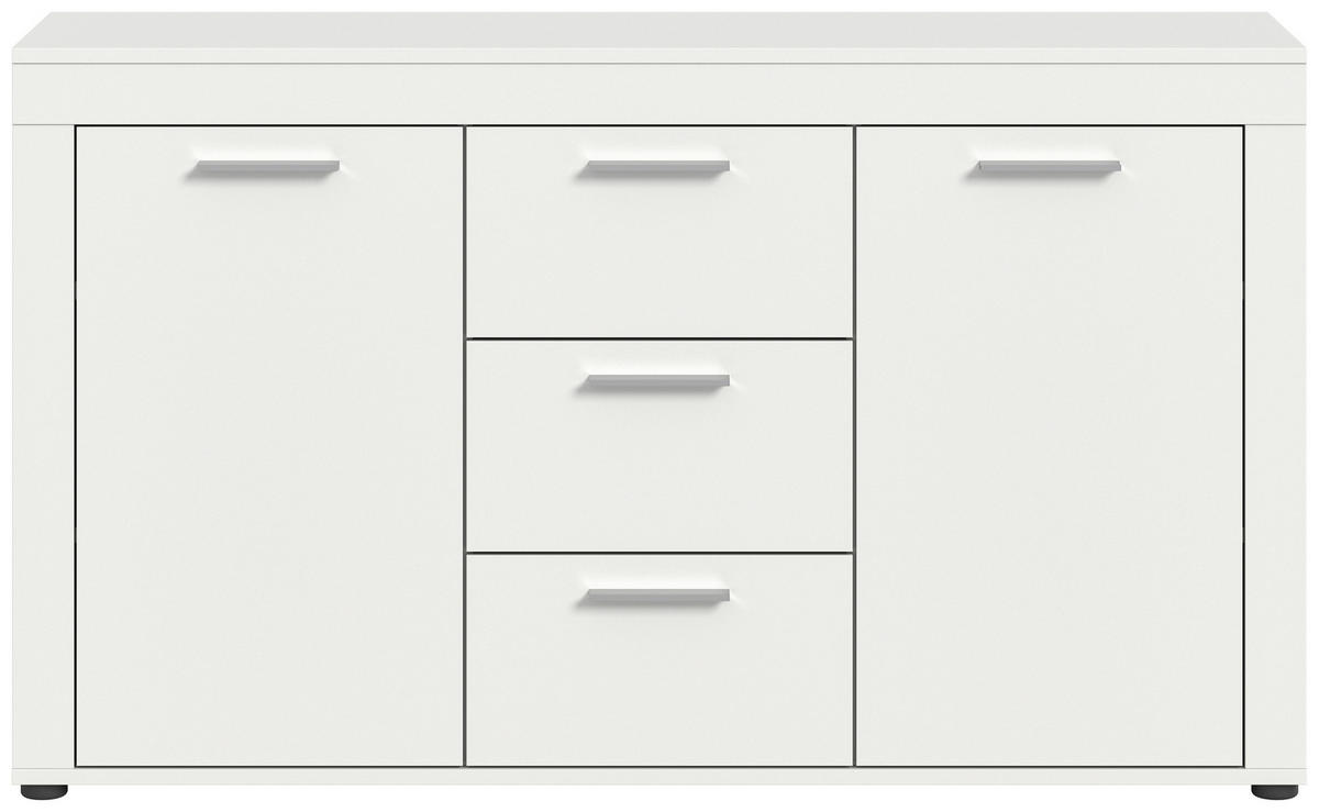 SIDEBOARD 125/80/35 cm  in Weiss  - noir/blanc, Design, matière synthétique/matériau de bois (125/80/35cm) - MID.YOU