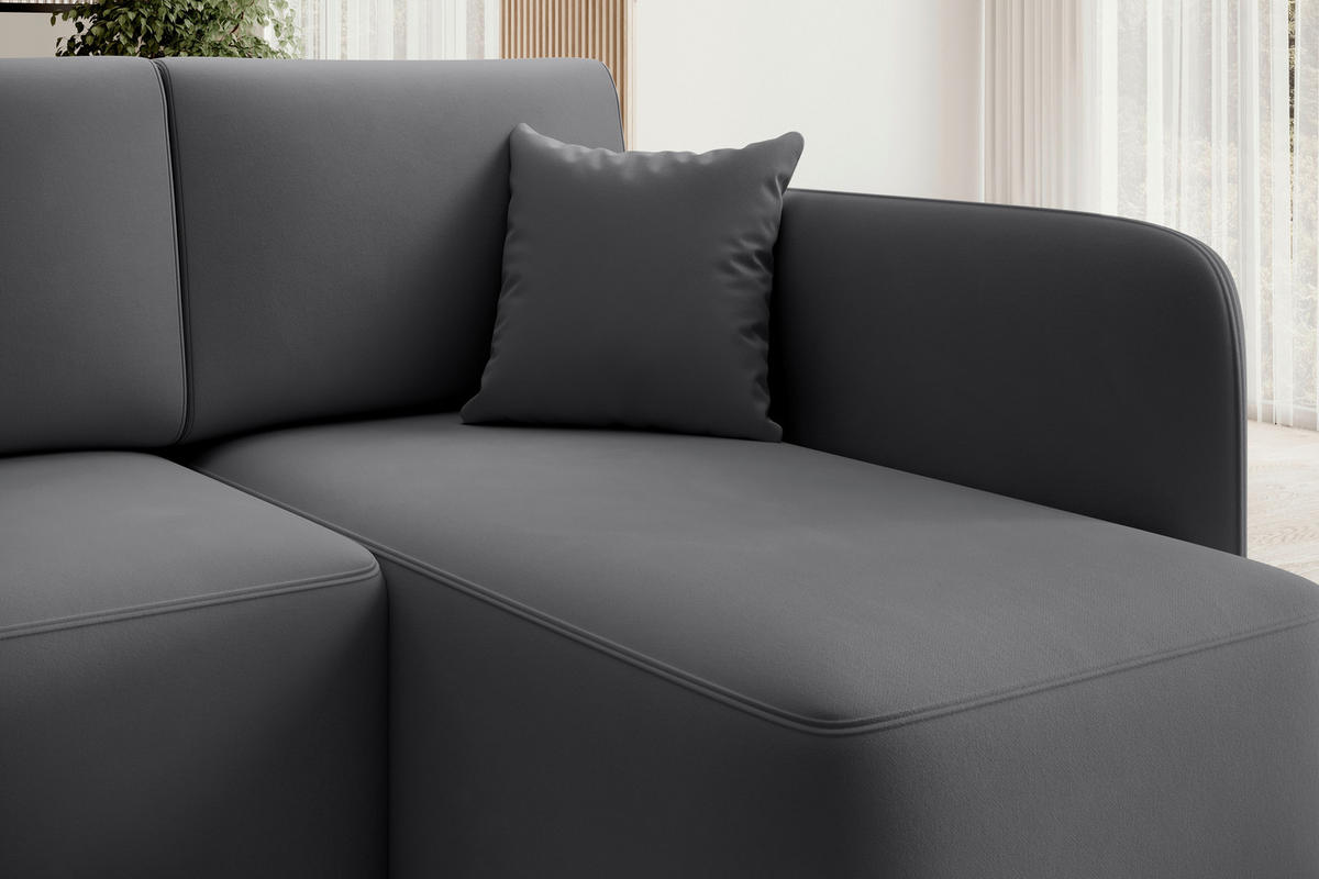 ECKSOFA in Plüsch Grau  206/150 cm  - Schwarz/Grau, Design, Kunststoff/Textil (206/150cm) - MID.YOU