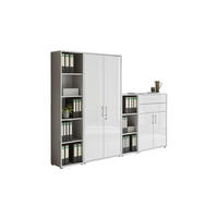 AKTENSCHRANK Grau, Weiß Hochglanz  - Weiß Hochglanz/Grau, MODERN, Holzwerkstoff (257/185,6/33cm) - MID.YOU
