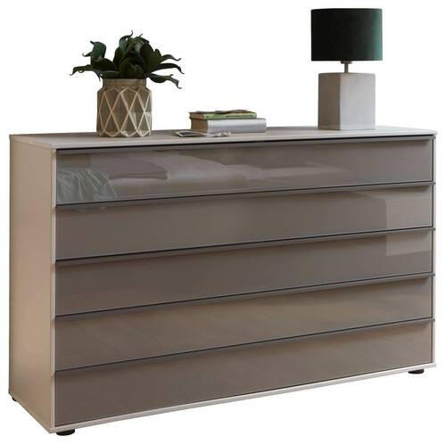 KOMMODE 141/86/43 cm  in Braun, Grau  - Schieferfarben/Schwarz, Design, Glas/Holzwerkstoff (141/86/43cm) - Dieter Knoll