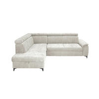 ECKSOFA Elfenbein Chenille Bettkasten, Schlaffunktion, Rücken echt, Kopfteilverstellung, Liegefläche im Originalstoff  - Elfenbein/Schwarz, KONVENTIONELL, Textil/Metall (206/265cm) - Carryhome