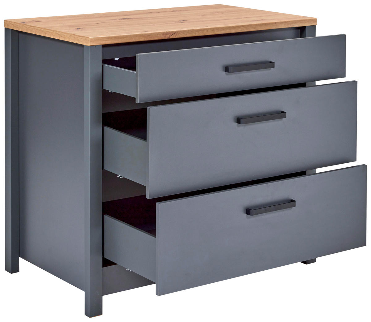KÜCHENLEERBLOCK   in Anthrazit, Eiche Artisan  - Anthrazit/Schwarz, MODERN, Glas/Holzwerkstoff (230/92/60cm) - home24