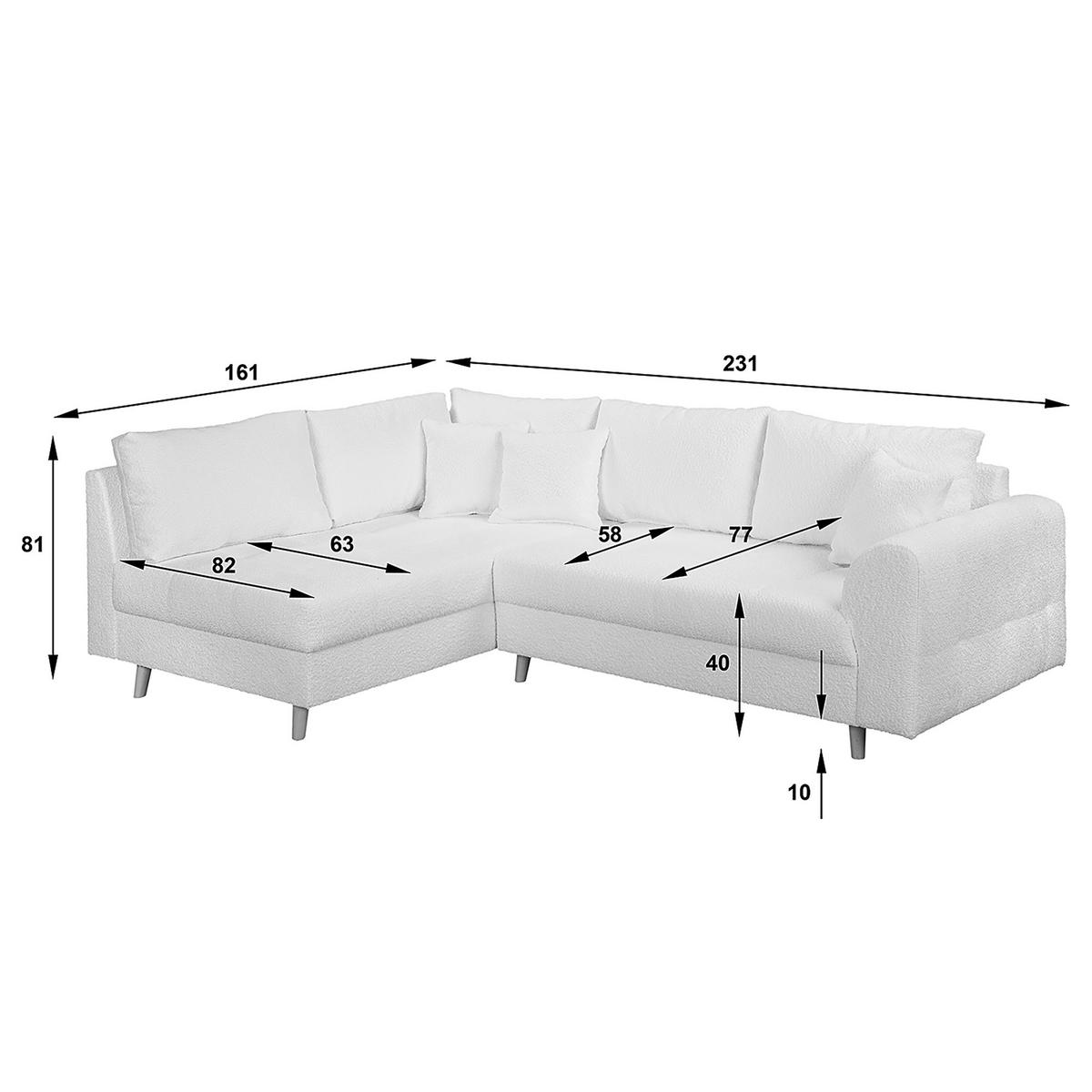 ECKSOFA inkl. Hocker Ariella Beige Bouclé  - Beige/Naturfarben, Design, Holz/Textil (161/231cm) - Livetastic