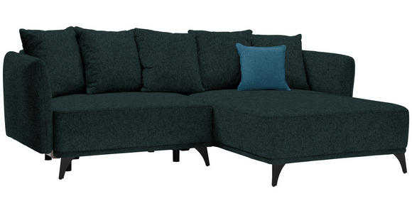 ECKSOFA in Chenille Dunkelgrün  - Blau/Dunkelgrün, LIFESTYLE, Textil/Metall (255/172cm) - Carryhome