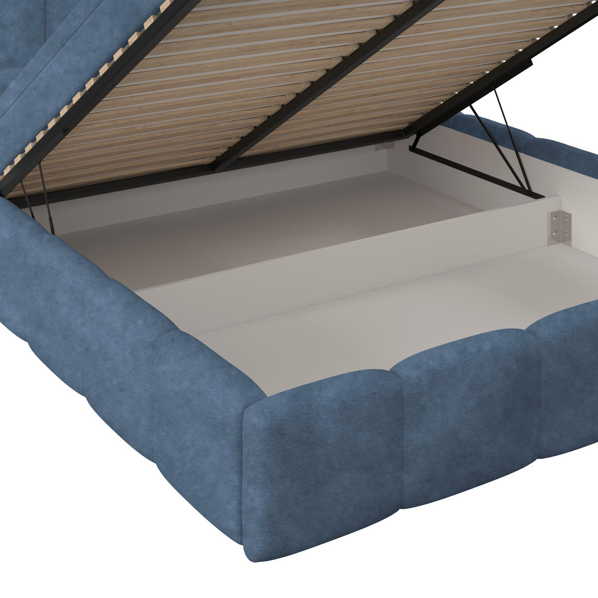 POLSTERBETT 160/200 cm,  in Blau, Matratze, Bettkasten, H3 = fest  - Blau/Schwarz, Trend, Kunststoff/Textil (160/200cm)