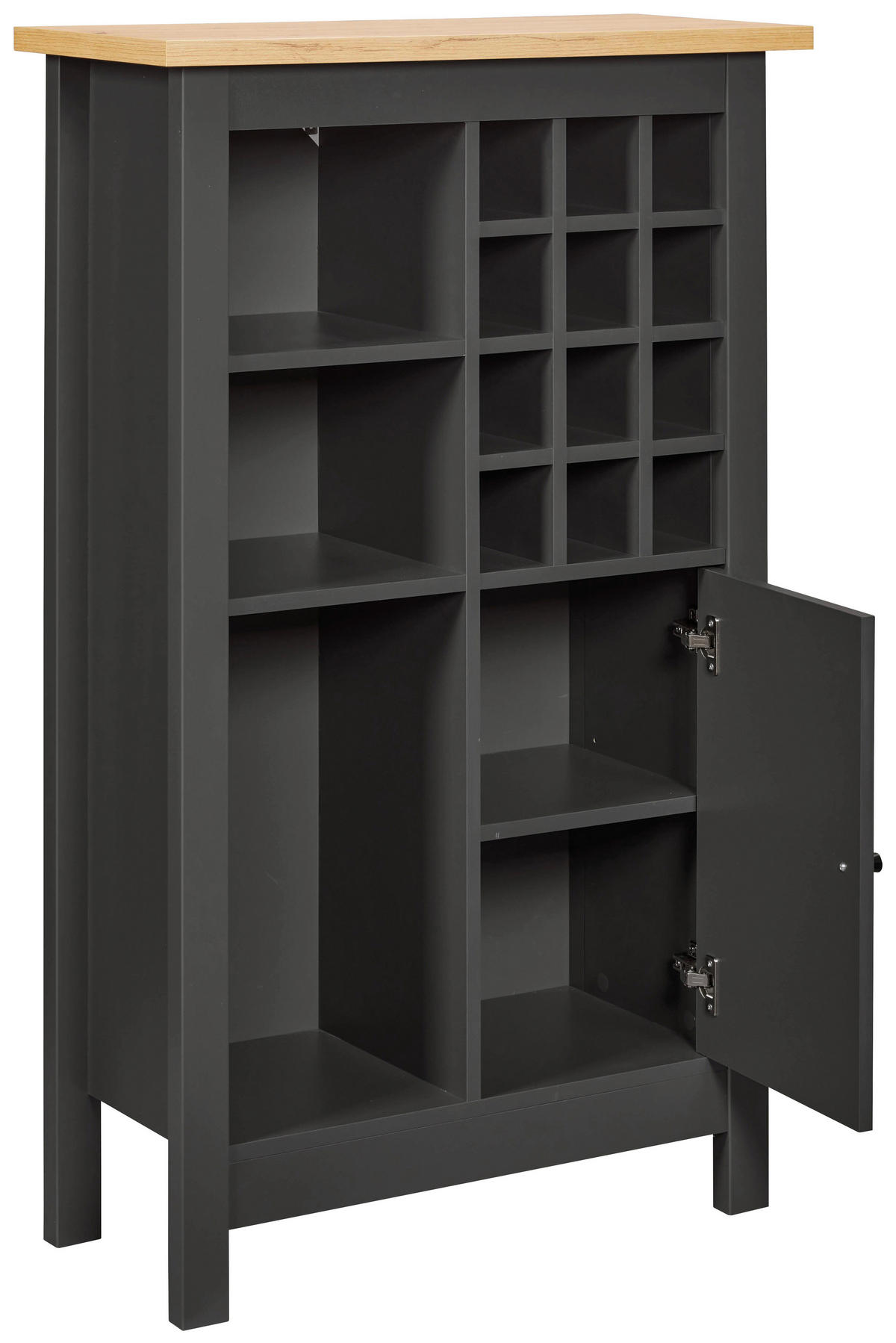 WEINSCHRANK  - Anthrazit/Schwarz, MODERN, Holzwerkstoff/Kunststoff (76,8/124,4/33cm) - home24