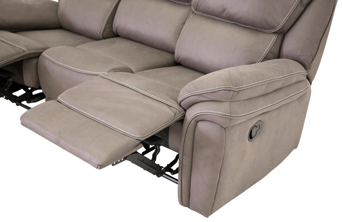 3-SITS SOFFA i grå  - grå, Design, metall/textil (206/96/98cm) - Livetastic