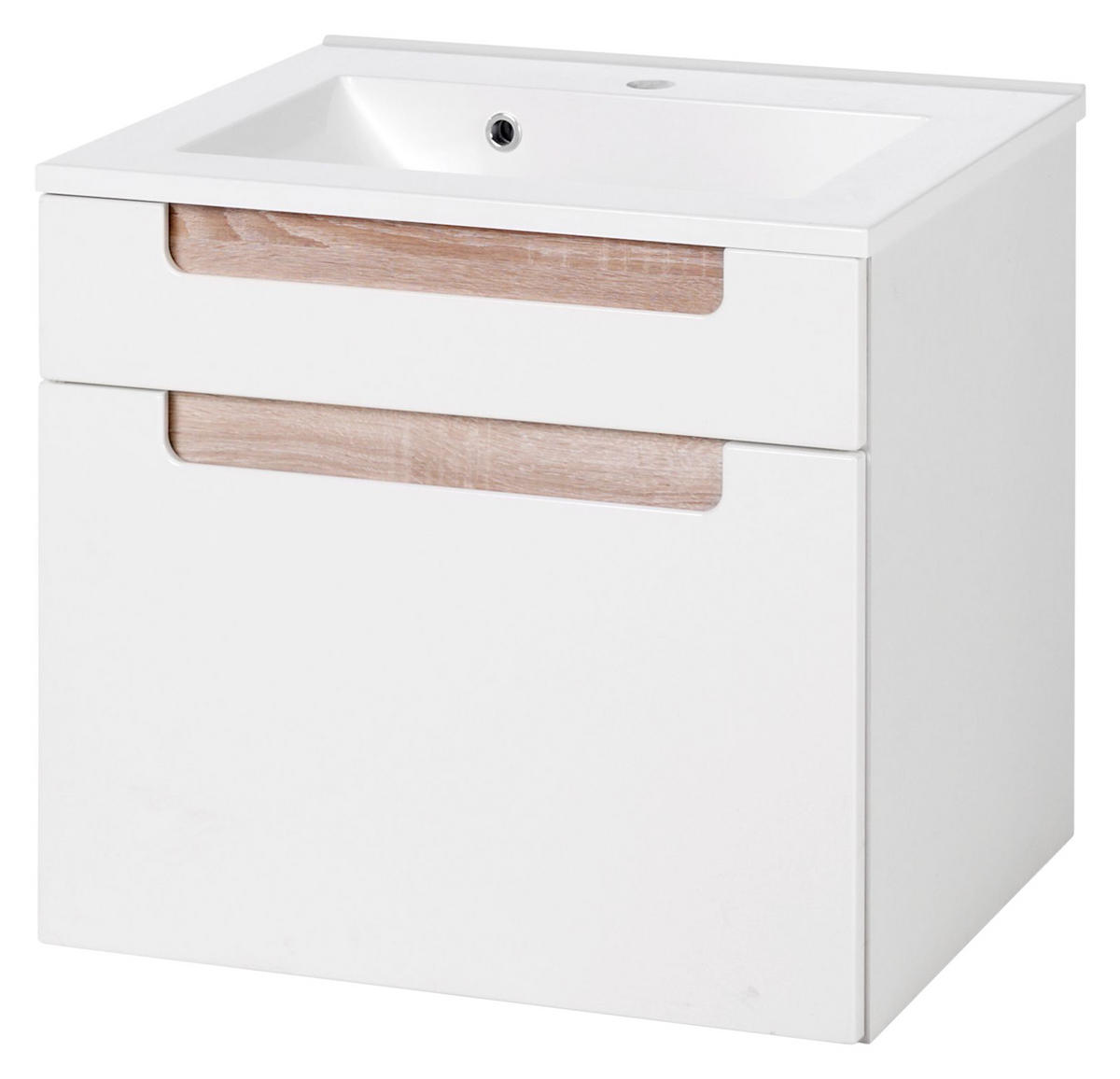 BADEZIMMER  in 60 cm  - Weiss/Sonoma Eiche, Modern, Holzwerkstoff/Stein (60cm) - Held