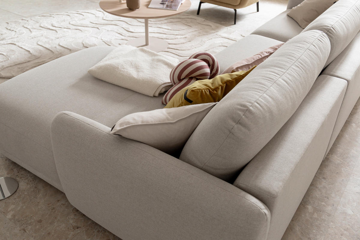 ECKSOFA  in Chenille Naturfarben  318/188 cm  - Schwarz/Naturfarben, Design, Kunststoff/Textil (318/188cm) - Schöner Wohnen