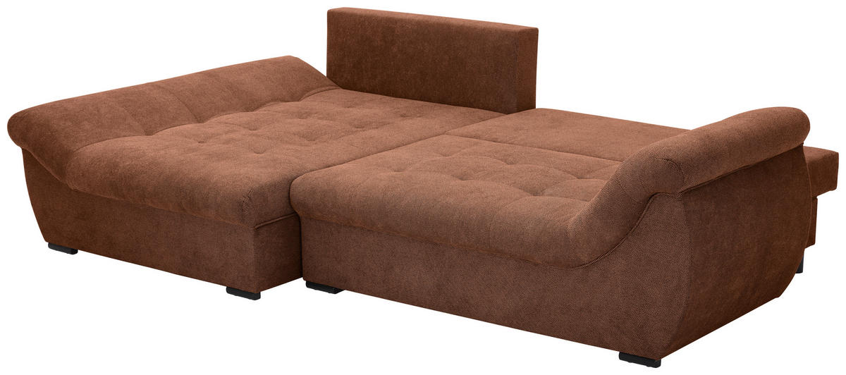 ECKSOFA Haselnussfarben Flachgewebe  - Schwarz/Haselnussfarben, Design, Kunststoff/Textil (175/278cm) - Xora